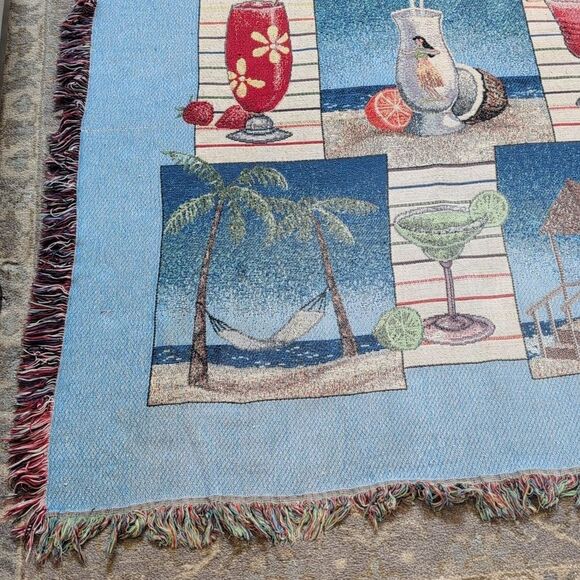 Tropical Beach Scene Tapestry Throw Blanket Coastal - Picture 4 of 10